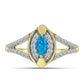 Anillo de Plata Bañada en Oro con Ópalo Azul Paraiba de Etiopía y Topacio Blanco