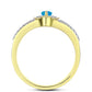 Anillo de Plata Bañada en Oro con Ópalo Azul Paraiba de Etiopía y Topacio Blanco