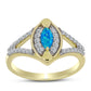 Anillo de Plata Bañada en Oro con Ópalo Azul Paraiba de Etiopía y Topacio Blanco