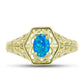 Anillo de Plata Bañada en Oro con Ópalo Azul Paraiba de Etiopía
