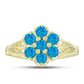 Anillo de Plata Bañada en Oro con Ópalo Azul Paraiba de Etiopía