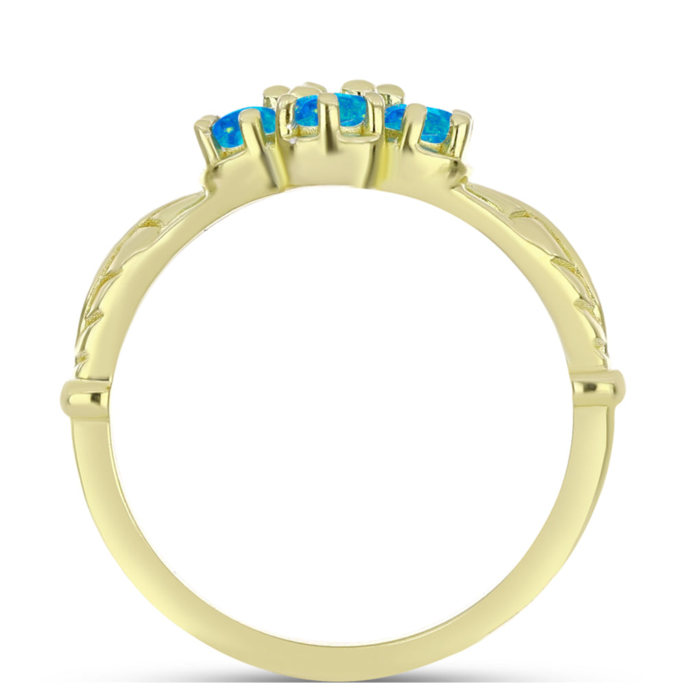Anillo de Plata Bañada en Oro con Ópalo Azul Paraiba de Etiopía 2 