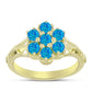 Anillo de Plata Bañada en Oro con Ópalo Azul Paraiba de Etiopía