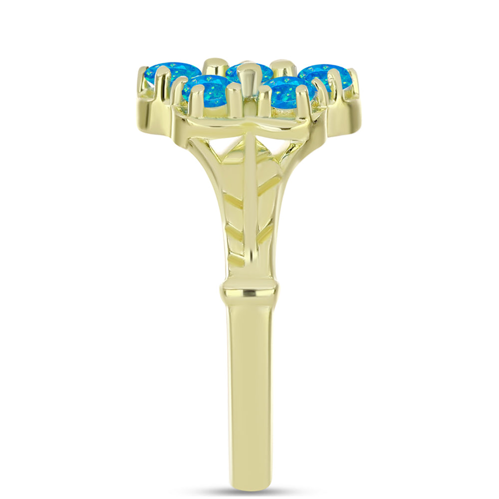 Anillo de Plata Bañada en Oro con Ópalo Azul Paraiba de Etiopía
