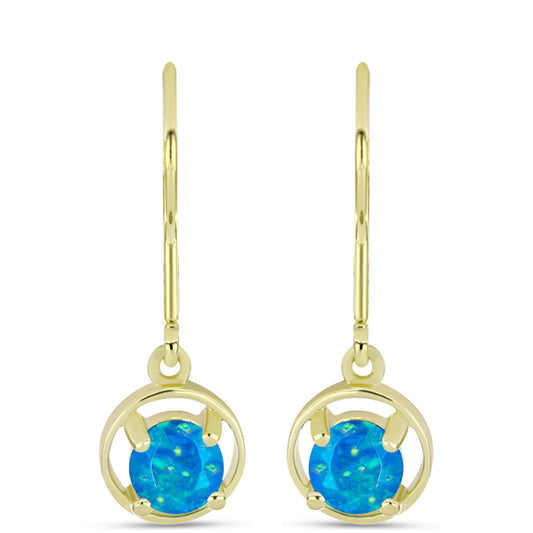 Pendientes de Plata Bañada en Oro con Ópalo Azul Paraiba de Etiopía