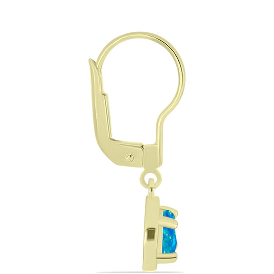 Pendientes de Plata Bañada en Oro con Ópalo Azul Paraiba de Etiopía