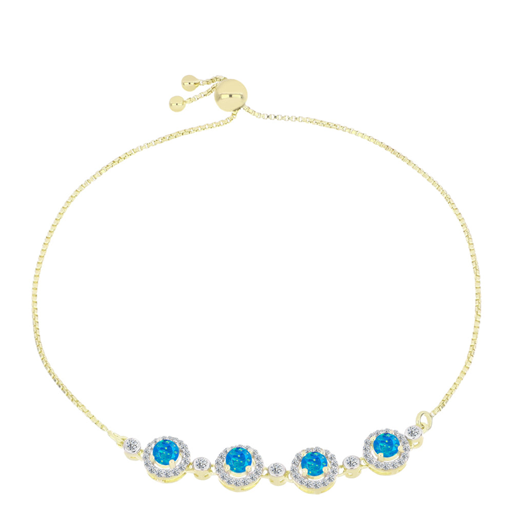 Pulsera de Plata Bañada en Oro con Ópalo Azul Paraiba de Etiopía y Topacio Blanco 1 