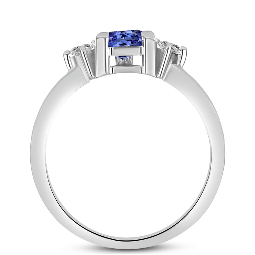 Anillo de Plata con Tanzanita y Topacio Blanco 2 