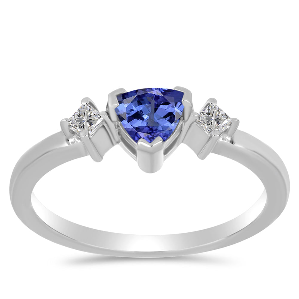 Anillo de Plata con Tanzanita y Topacio Blanco