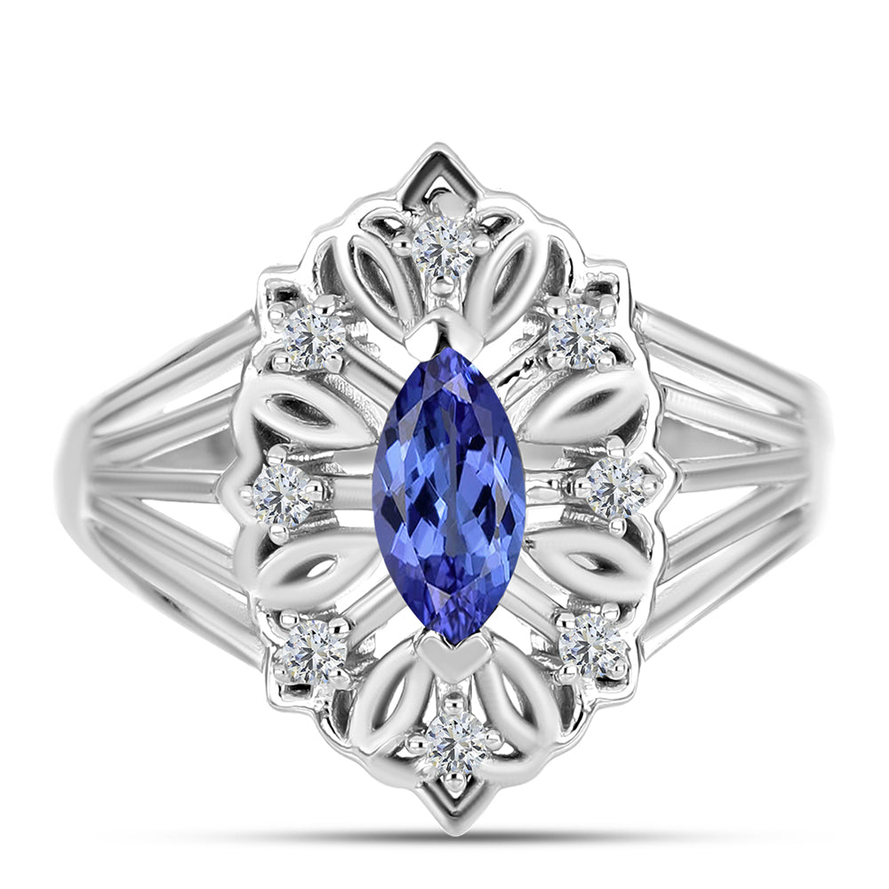 Anillo de Plata con Tanzanita y Topacio Blanco 1 