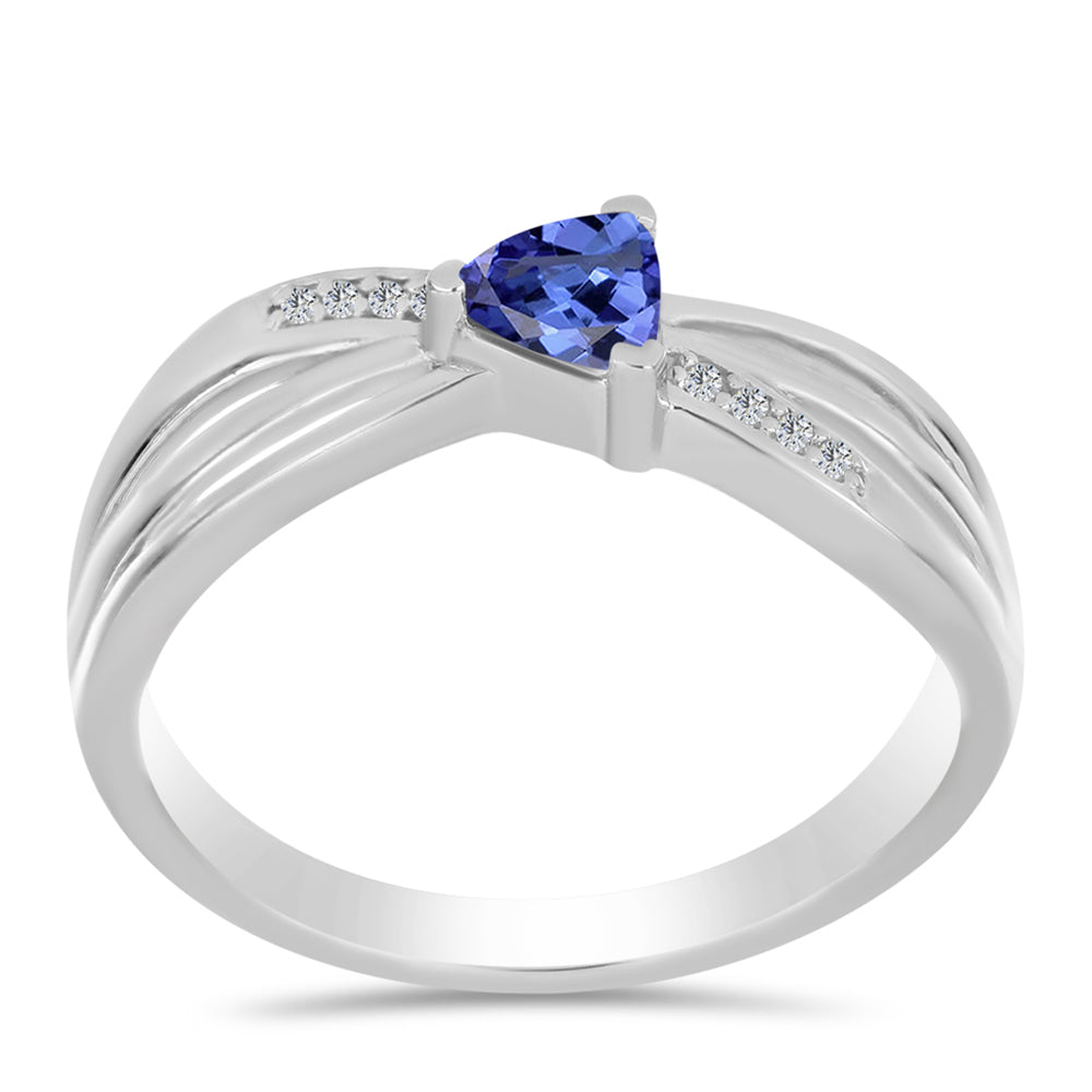 Anillo de Plata con Tanzanita y Topacio Blanco 3 