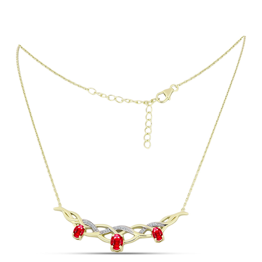 Collar de Plata Bañada en Oro con Ágata Roja