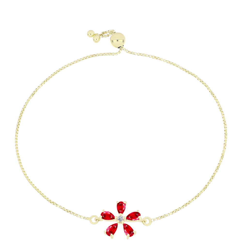 Pulsera de Plata Bañada en Oro con Ágata Roja y Topacio Blanco 1 