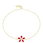 Pulsera de Plata Bañada en Oro con Ágata Roja y Topacio Blanco