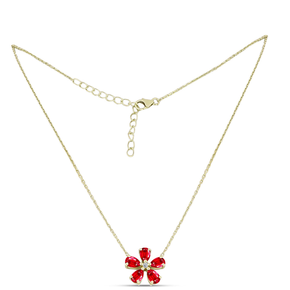 Collar de Plata Bañada en Oro con Ágata Roja y Topacio Blanco