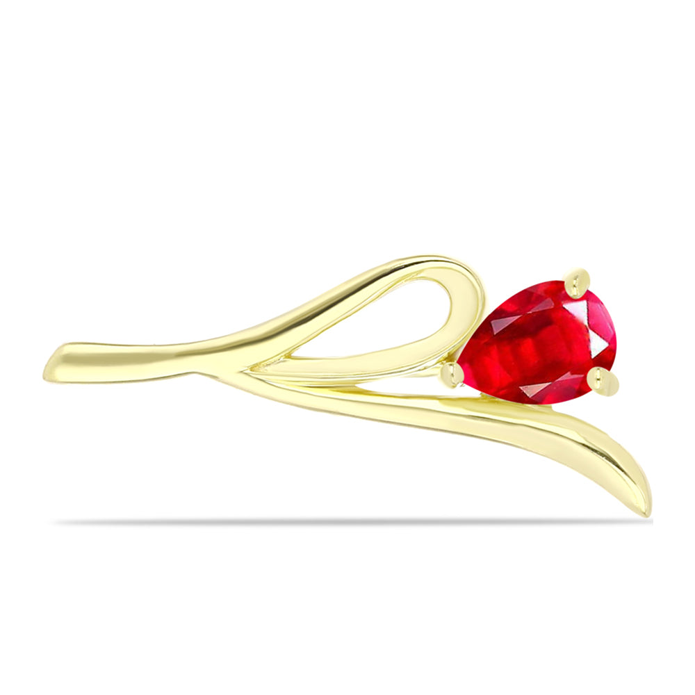 Broche de Plata Bañada en Oro con Ágata Roja