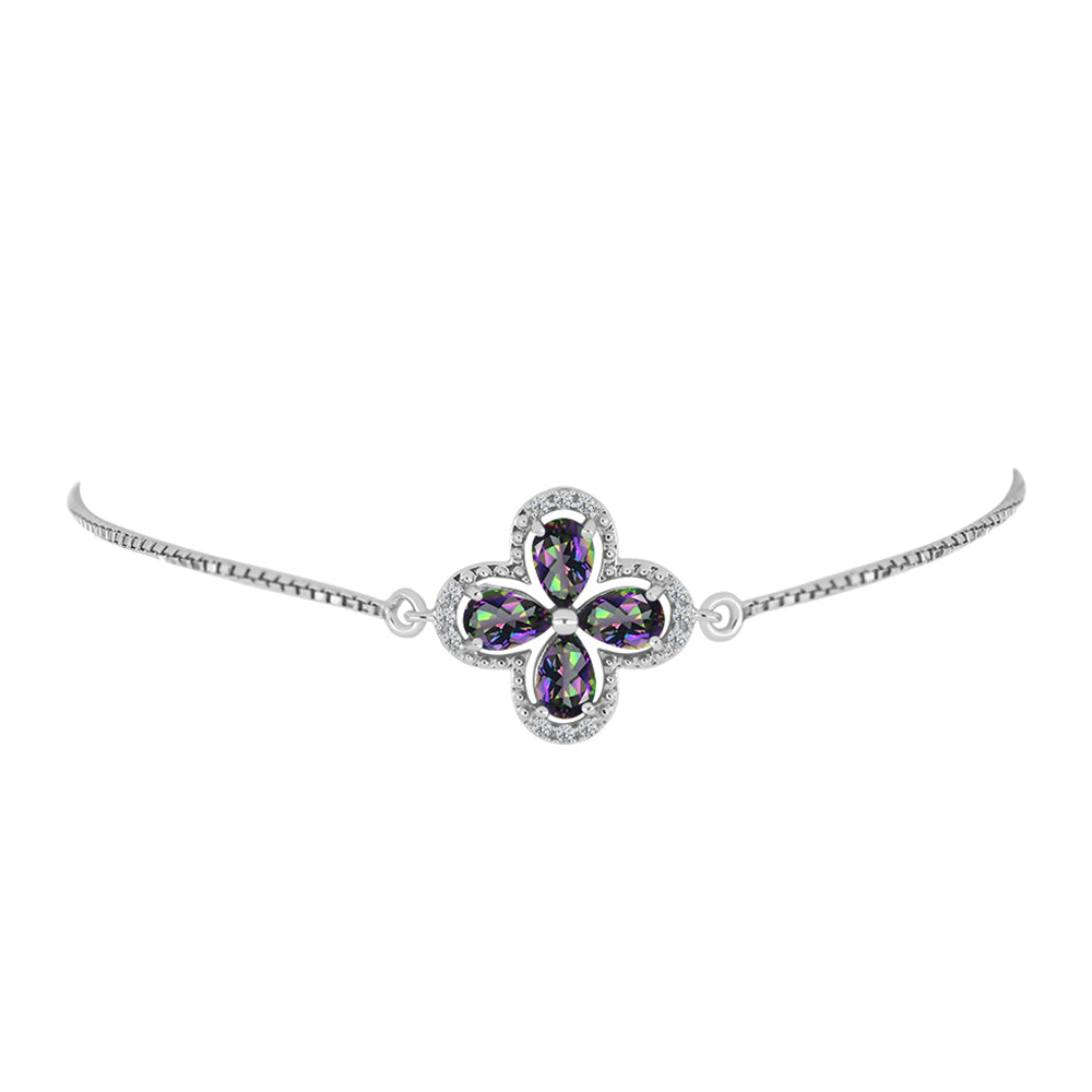 Pulsera de Plata con Topacio Místico y Topacio Blanco