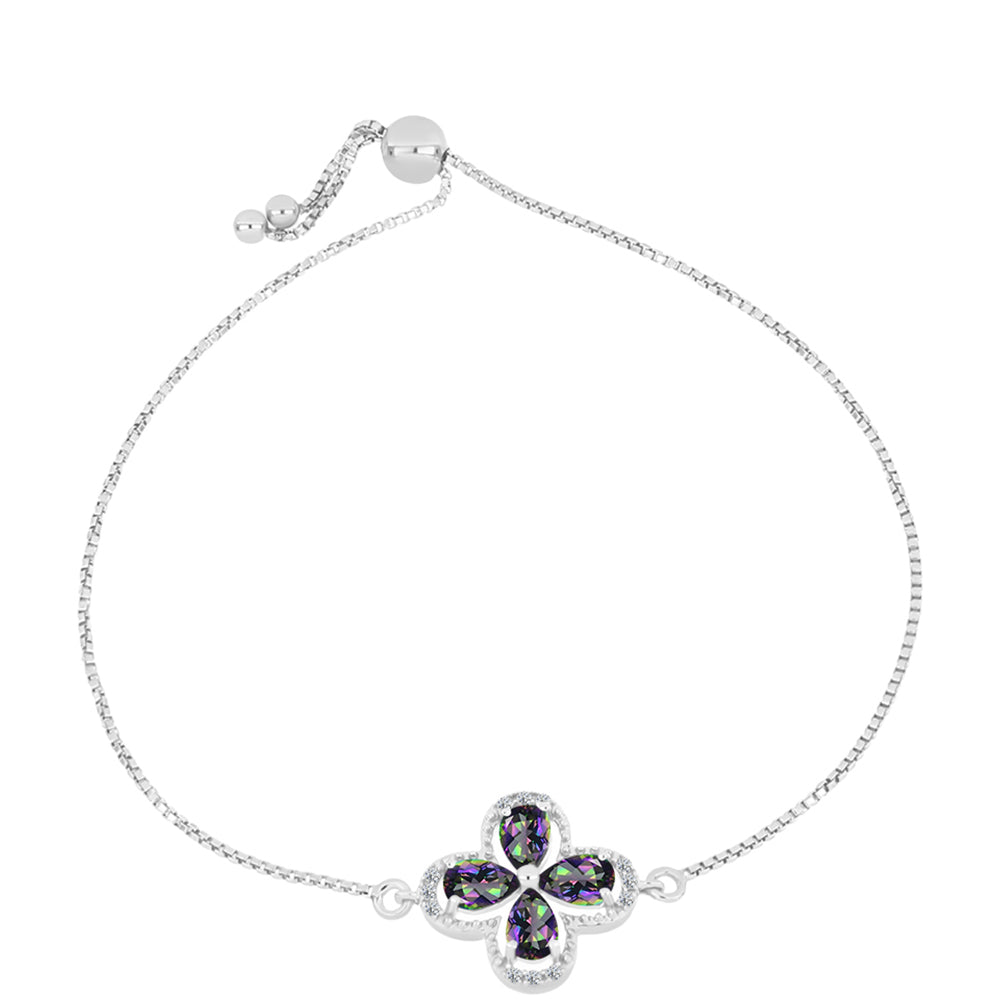 Pulsera de Plata con Topacio Místico y Topacio Blanco 1 