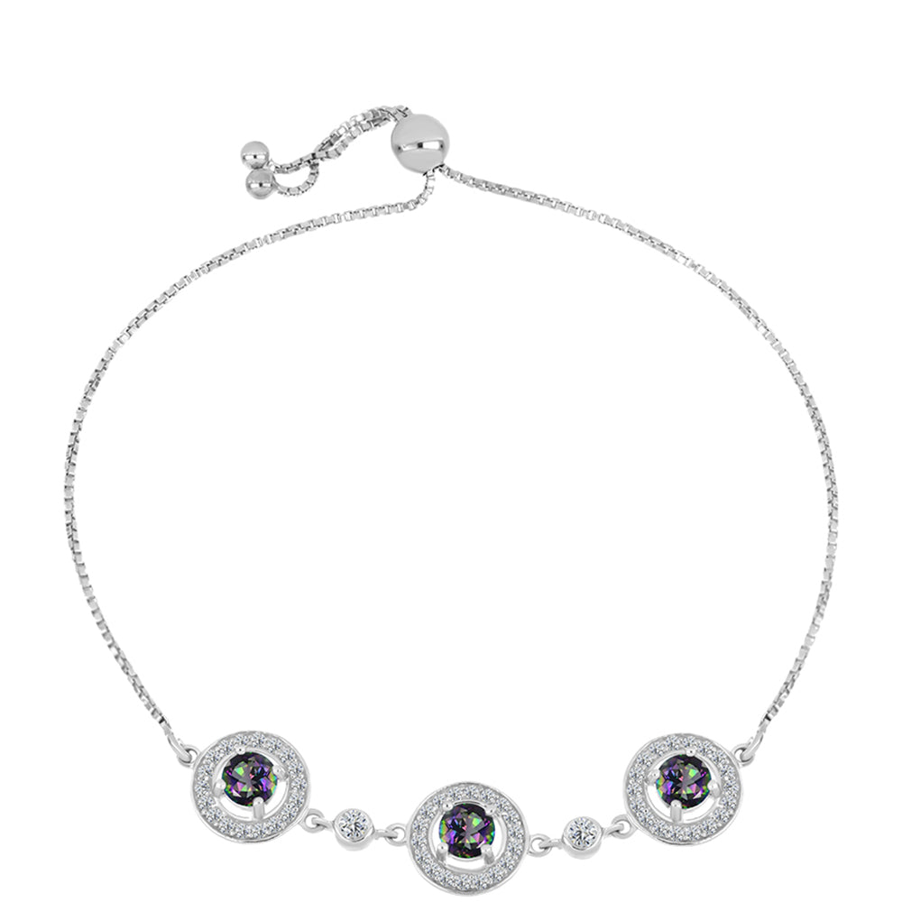 Pulsera de Plata con Topacio Místico y Topacio Blanco 1 