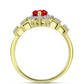 Anillo de Plata Bañada en Oro con Ágata Roja y Zircón Blanco