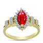 Anillo de Plata Bañada en Oro con Ágata Roja y Zircón Blanco