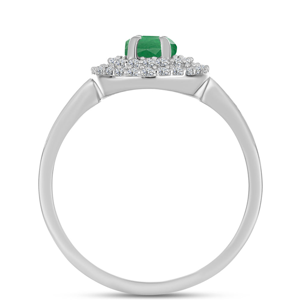 Anillo de Plata con Esmeralda de Brasil y Topacio Blanco