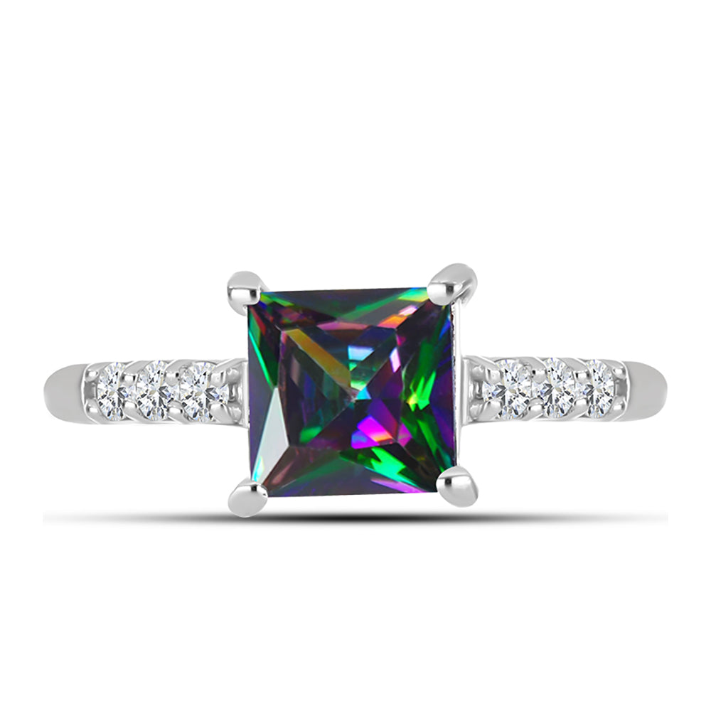 Anillo de Plata con Topacio Místico y Topacio Blanco 1 