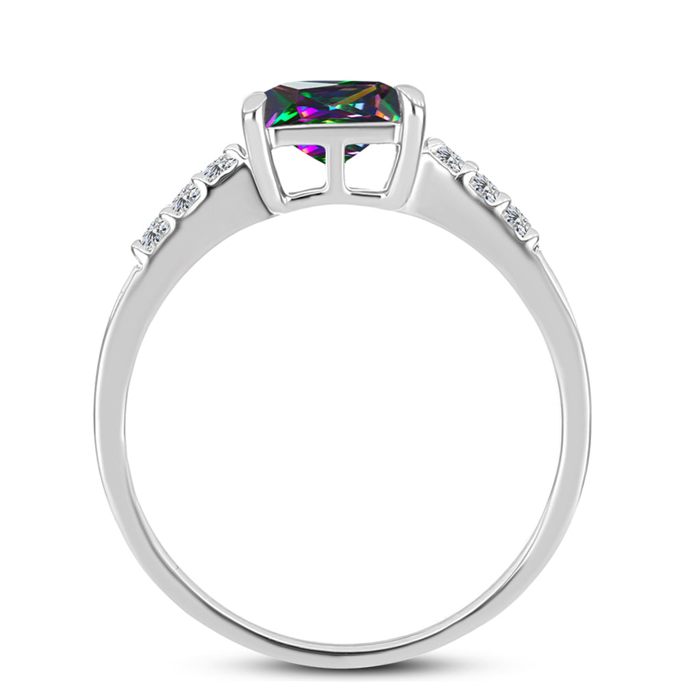 Anillo de Plata con Topacio Místico y Topacio Blanco 2 