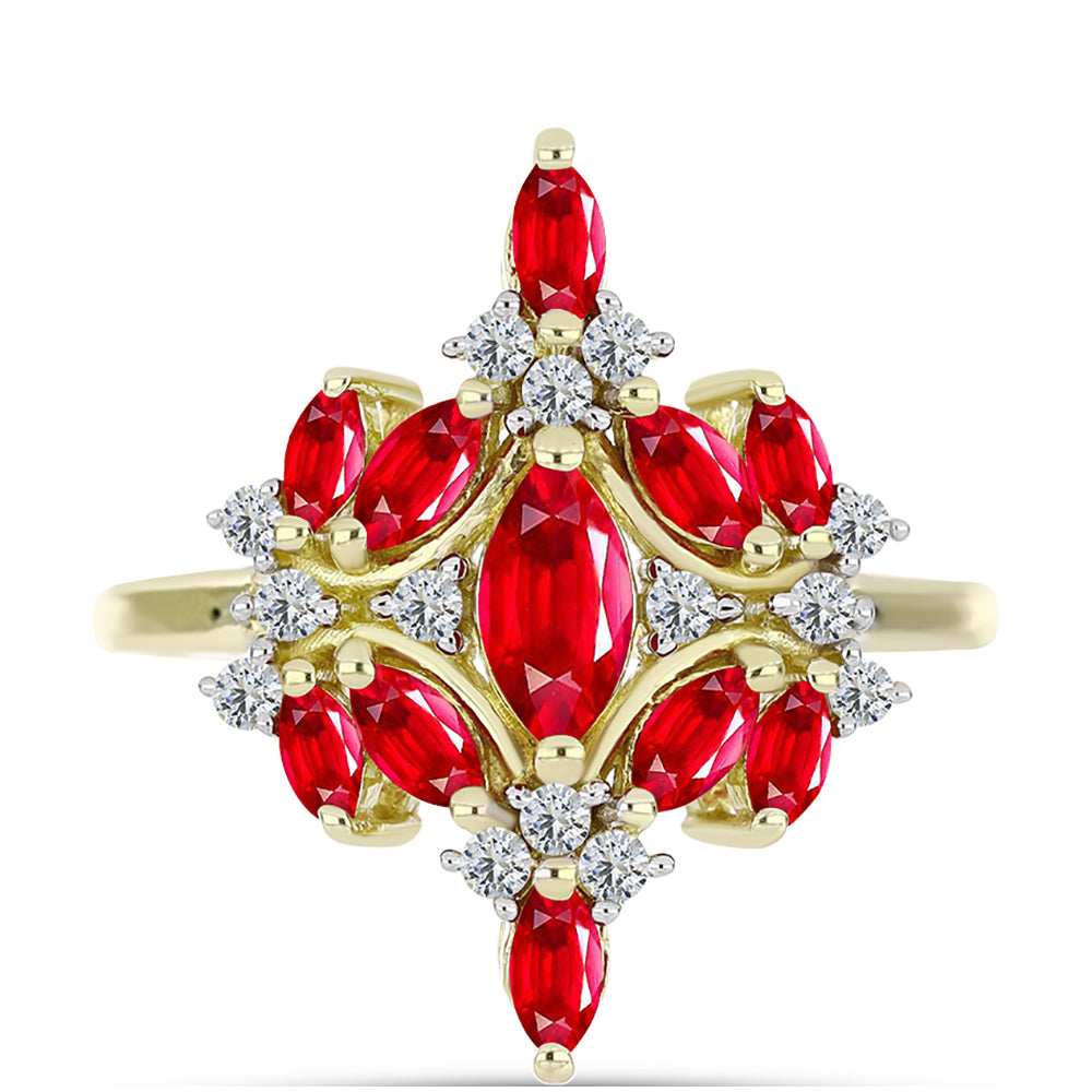 Anillo de Plata Bañada en Oro con Ágata Roja 1 