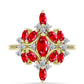 Anillo de Plata Bañada en Oro con Ágata Roja