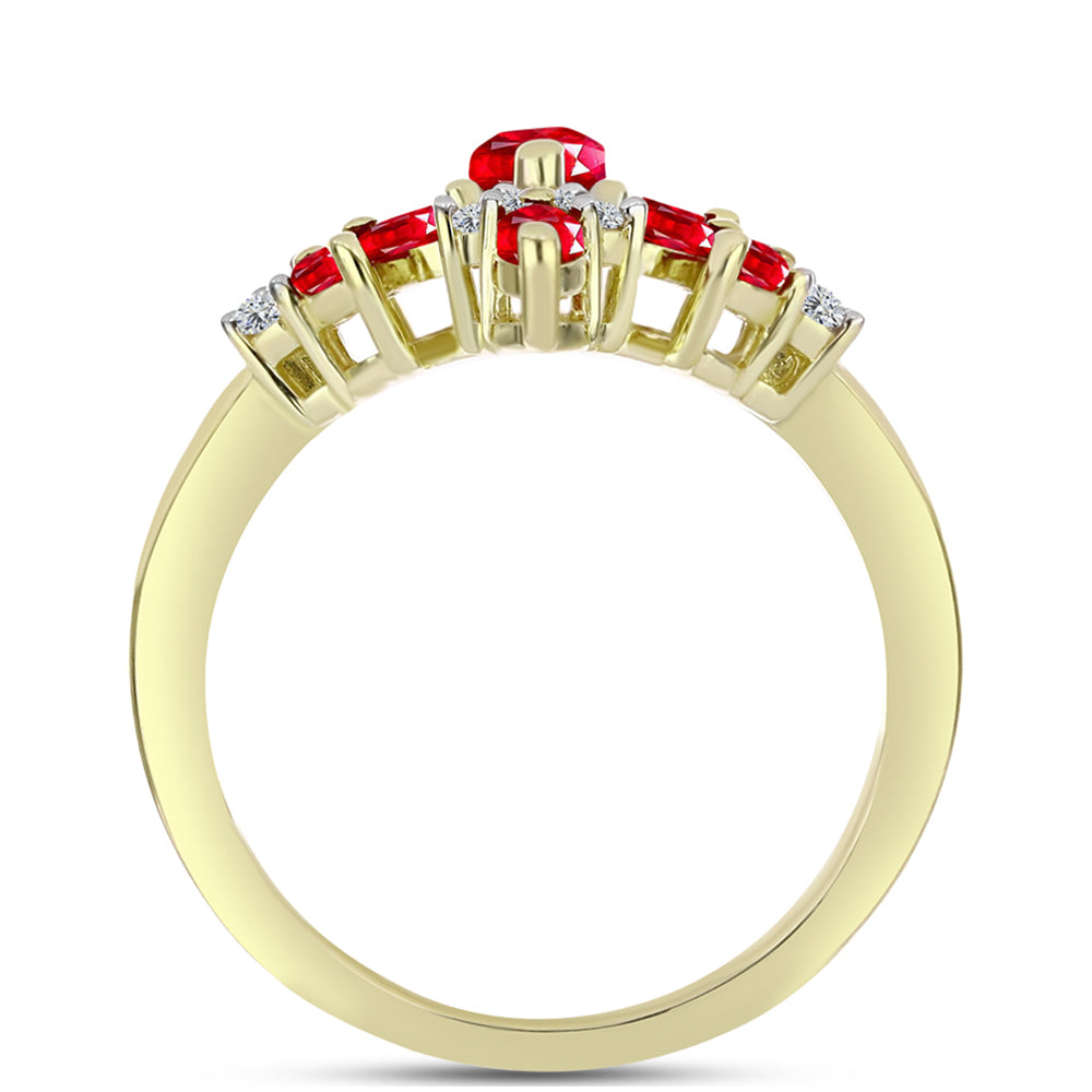 Anillo de Plata Bañada en Oro con Ágata Roja 2 
