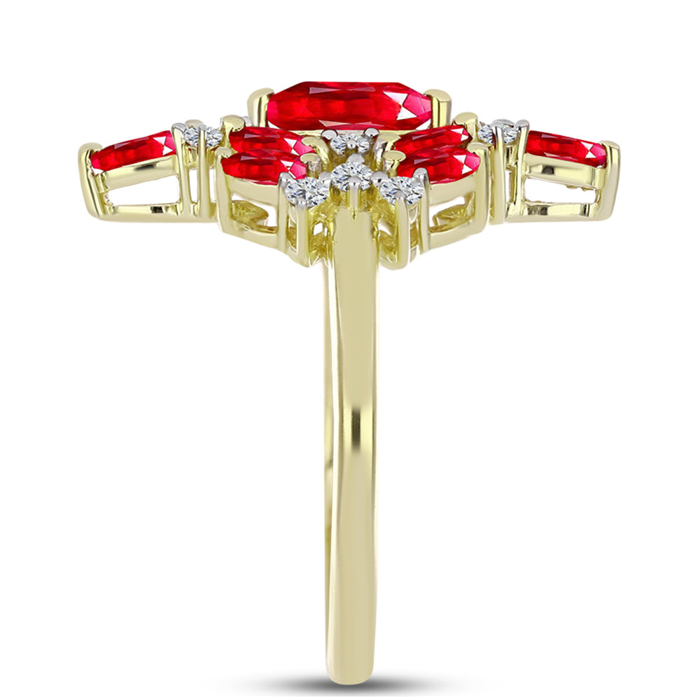 Anillo de Plata Bañada en Oro con Ágata Roja