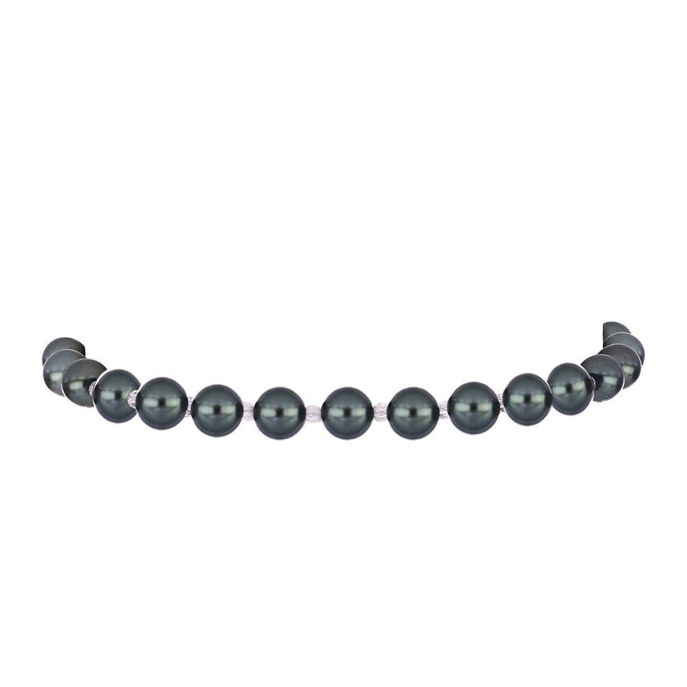 Pulsera de Plata Bañada en Oro con Perla de río Tahiti verde ilusión