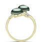 Anillo de Plata Bañada en Oro con Perla de río Tahiti verde ilusión y Topacio Blanco