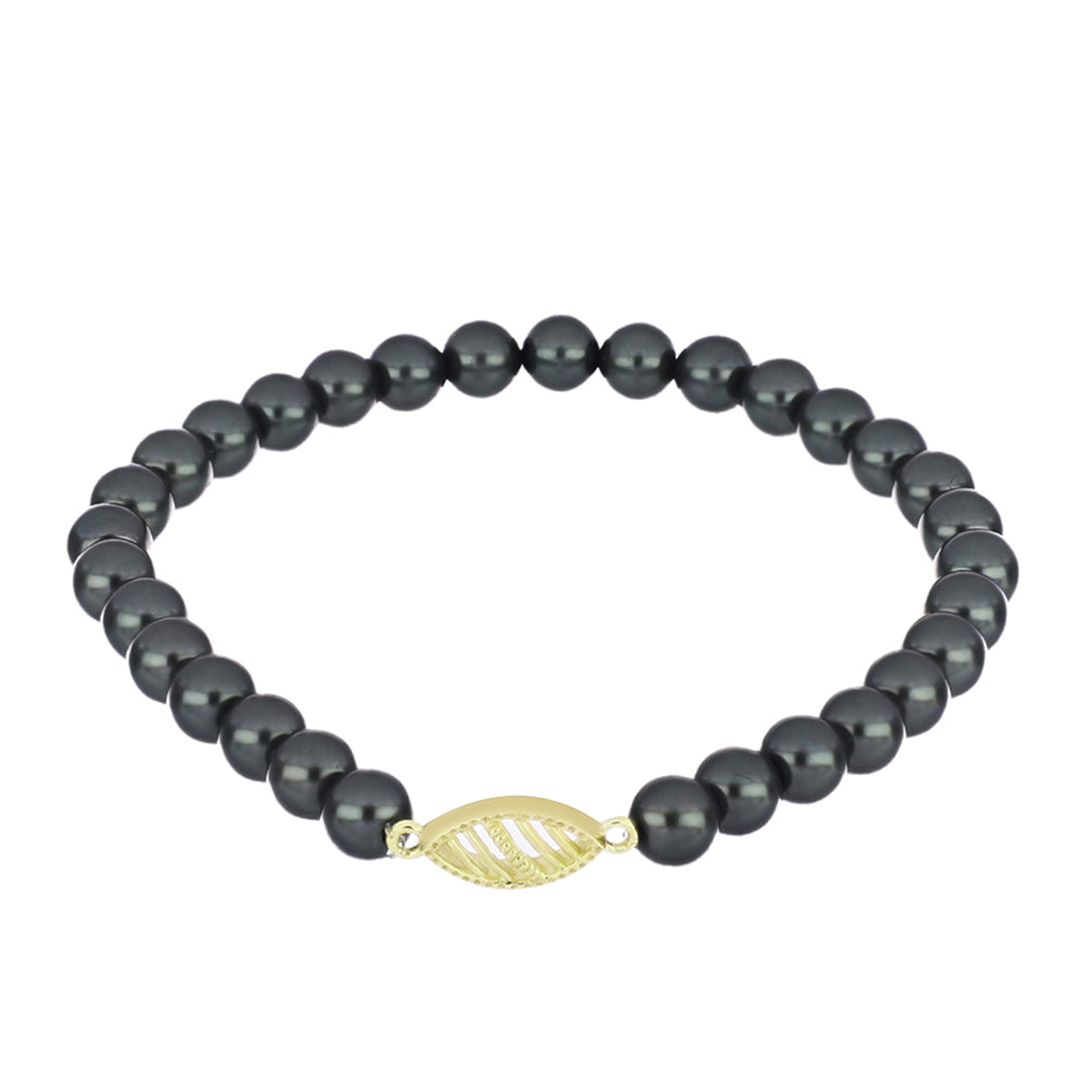 Pulsera de Plata Bañada en Oro con Perla de río Tahiti verde ilusión 1 