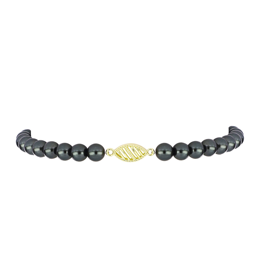 Pulsera de Plata Bañada en Oro con Perla de río Tahiti verde ilusión