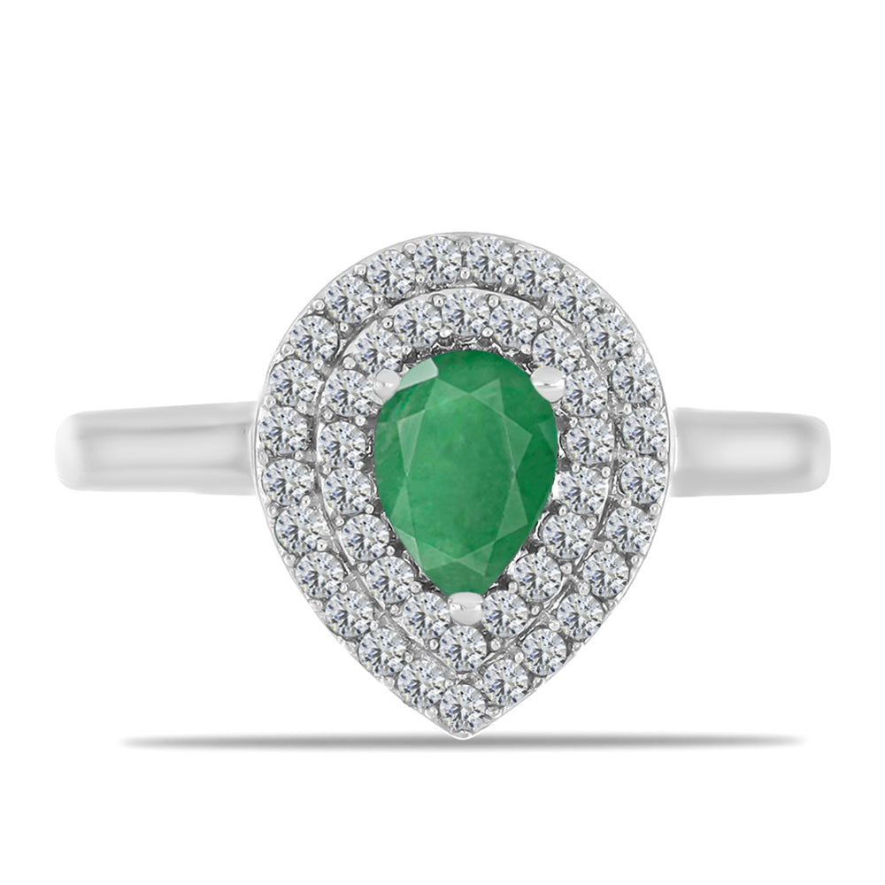 Anillo de Plata con Esmeralda de Brasil y Topacio Blanco 1 