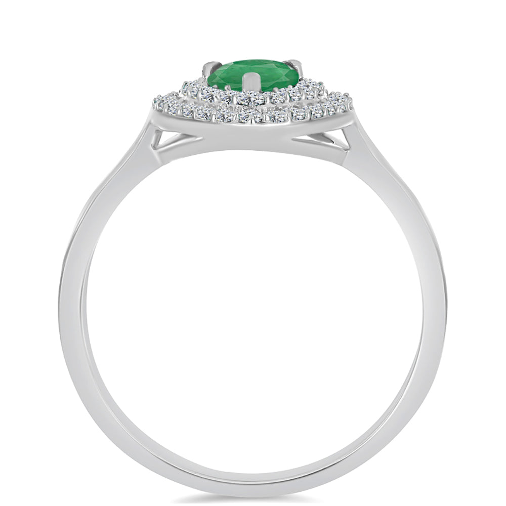 Anillo de Plata con Esmeralda de Brasil y Topacio Blanco 2 