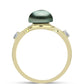 Anillo de Plata Bañada en Oro con Perla de río Tahiti verde ilusión y Topacio Blanco