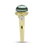 Anillo de Plata Bañada en Oro con Perla de río Tahiti verde ilusión y Topacio Blanco