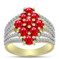 Anillo de Plata Bañada en Oro con Ágata Roja y Topacio Blanco