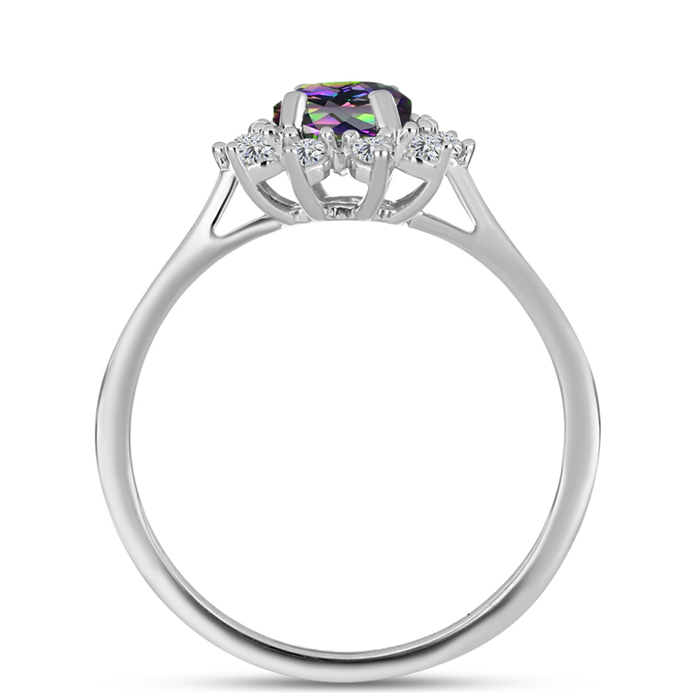 Anillo de Plata con Topacio Místico y Topacio Blanco