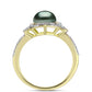 Anillo de Plata Bañada en Oro con Perla de río Tahiti verde ilusión y Topacio Blanco