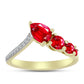 Anillo de Plata Bañada en Oro con Ágata Roja y Topacio Blanco