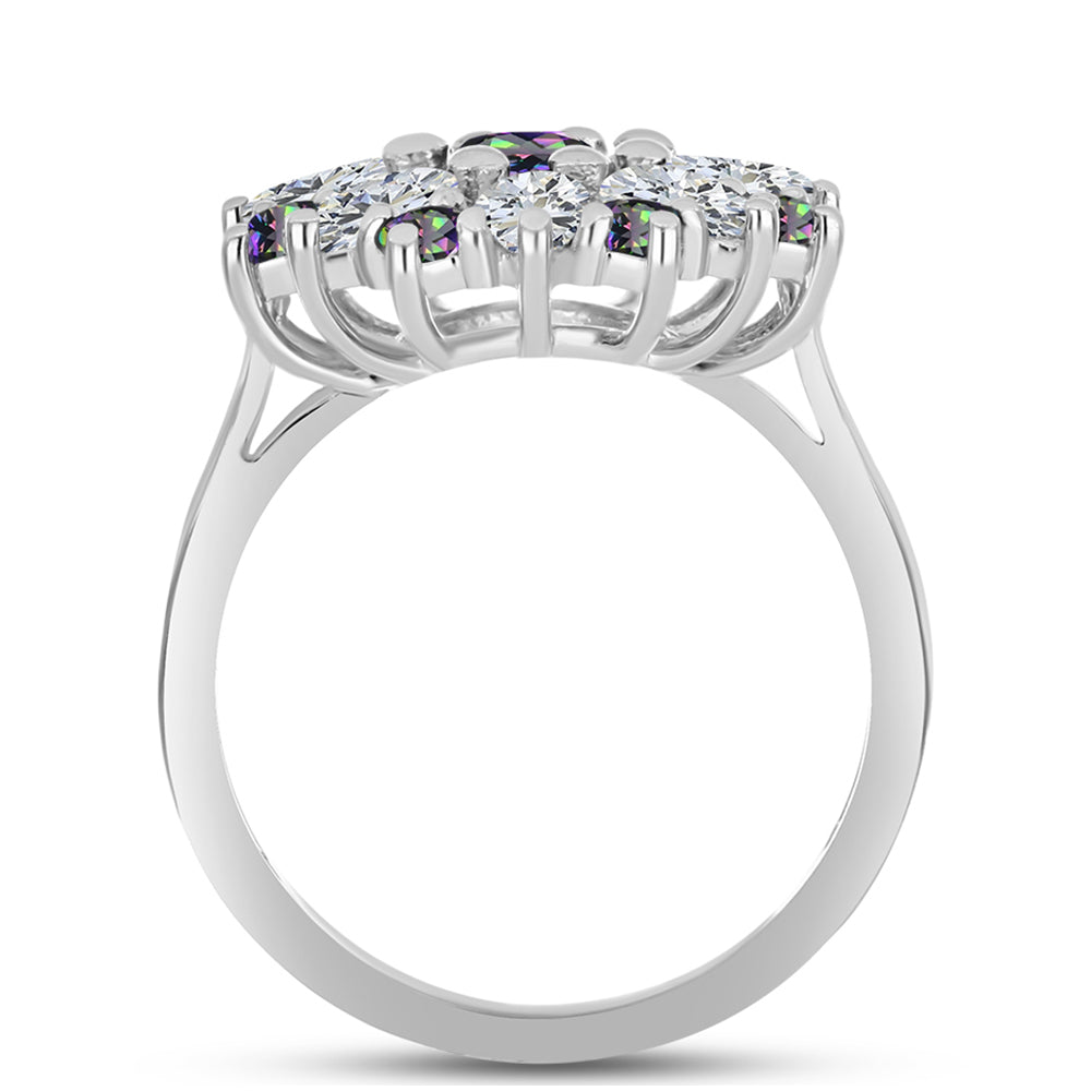 Anillo de Plata con Topacio Místico y Topacio Blanco