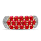 Anillo de Plata Bañada en Oro con Ágata Roja y Topacio Blanco