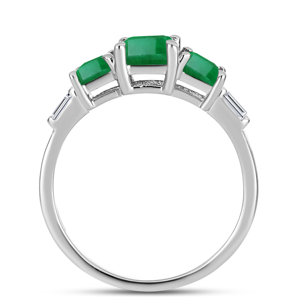 Anillo de Plata con Esmeralda de Brasil y Zircón Blanco