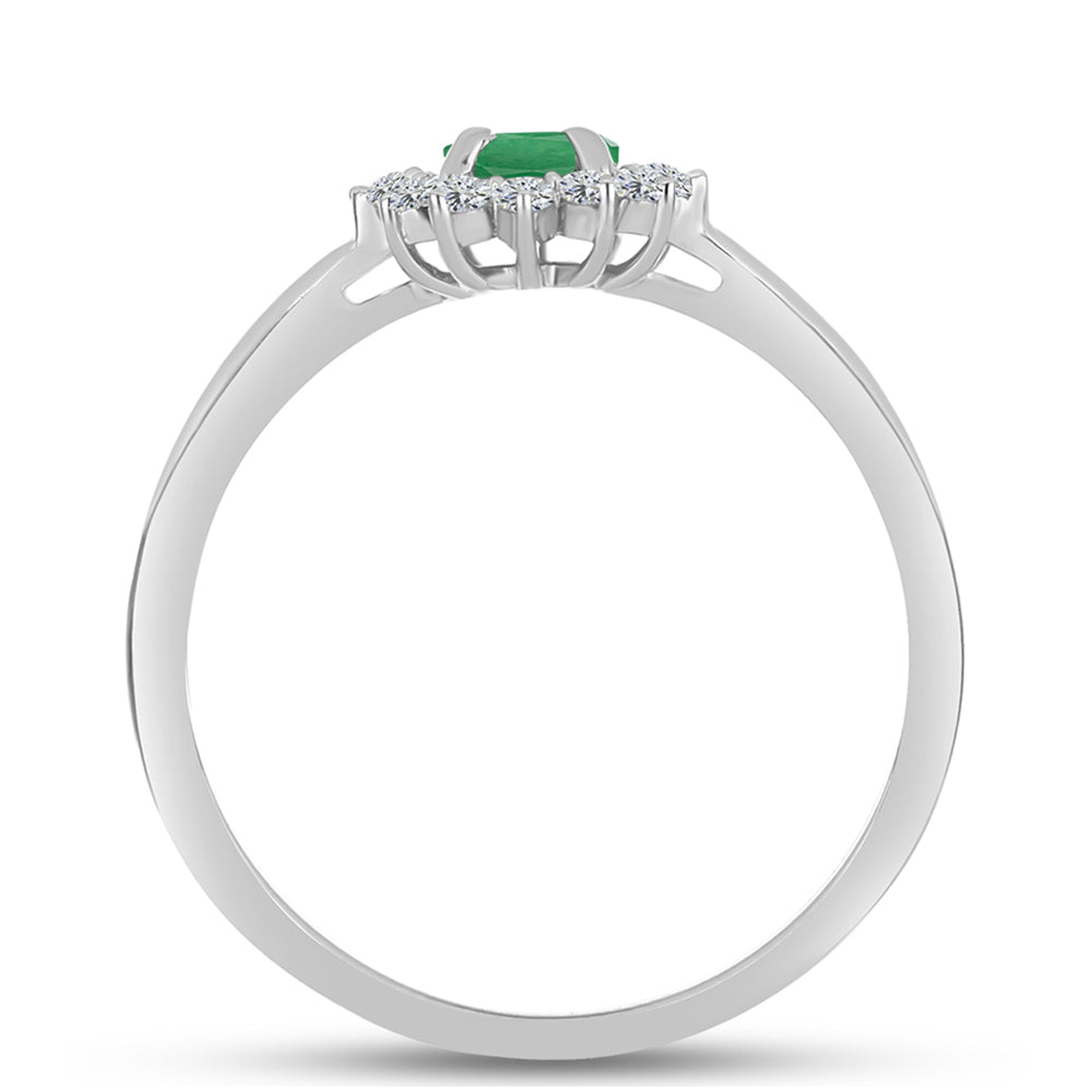 Anillo de Plata con Esmeralda de Brasil y Topacio Blanco 2 