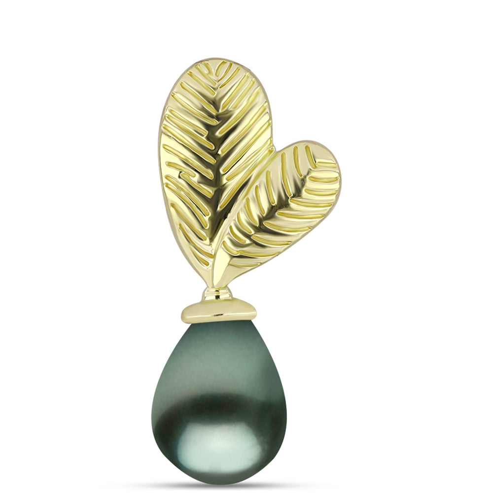 Colgante de Plata Bañada en Oro con Perla de río Tahiti verde ilusión 1 