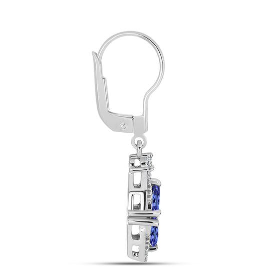 Pendientes de Plata con Tanzanita y Topacio Blanco